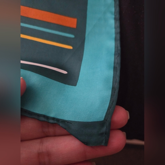 Totes Vibrant Teal and Orange Rain Scarf Vintage - Picture 6 of 7